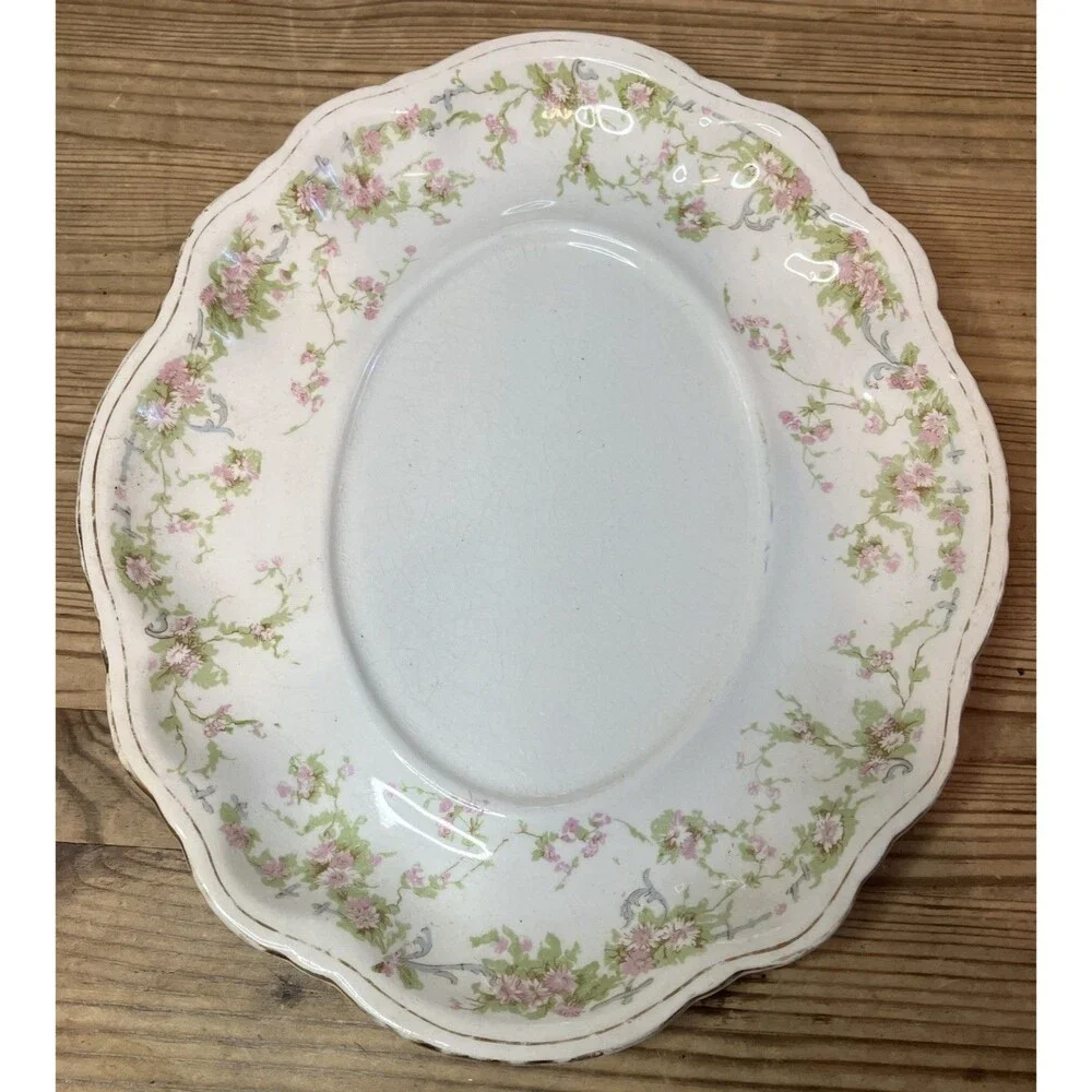 Antique Homer Laughlin HUDSON 2 Serving Bowls With 1 Under Plate Floral Pattern